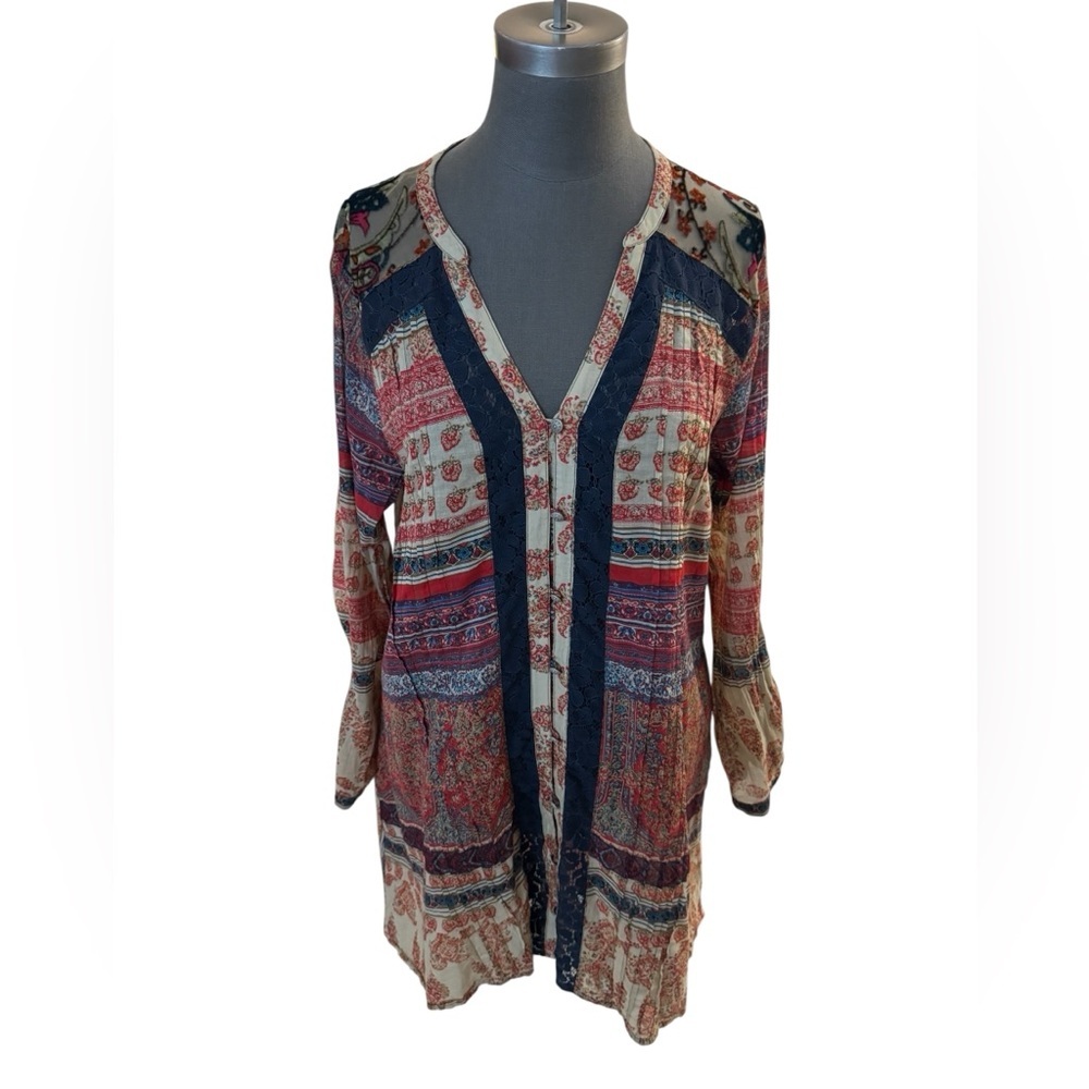 Soft Surroundings Aleyna Tunic Top Boho Button Down Large - Picture 2 of 11
